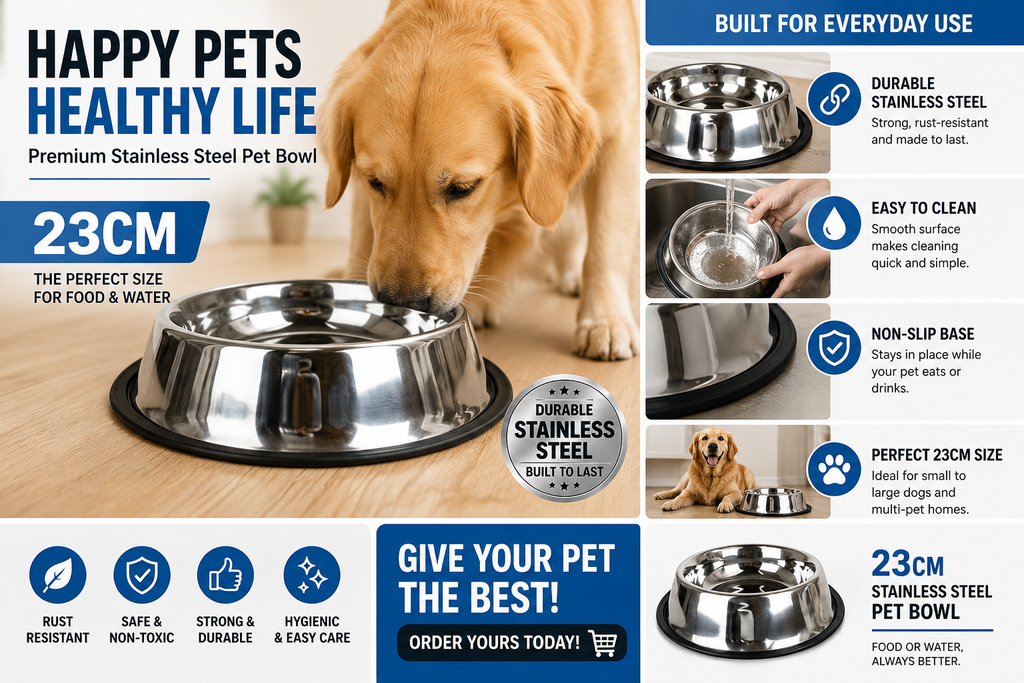 Stainless Steel Pet Bowl 23CM